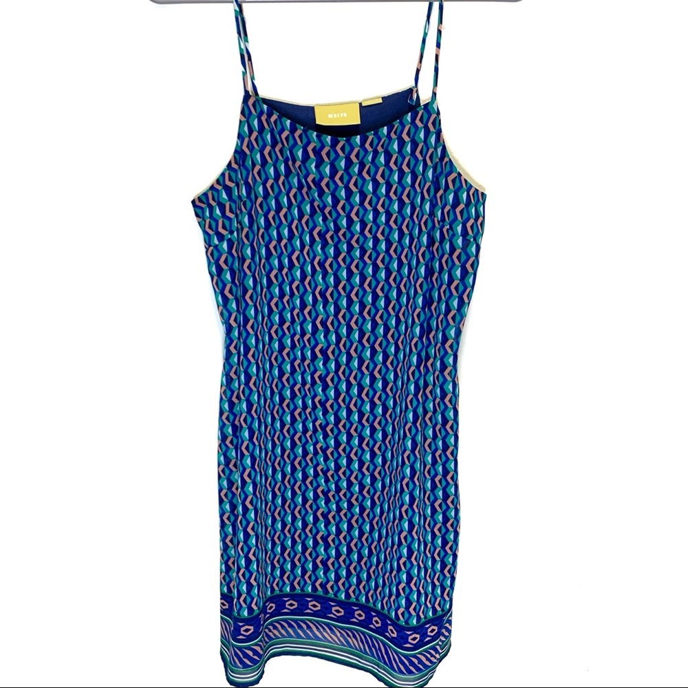 Anthropologie Maeve Silk Geometric Slip Dress